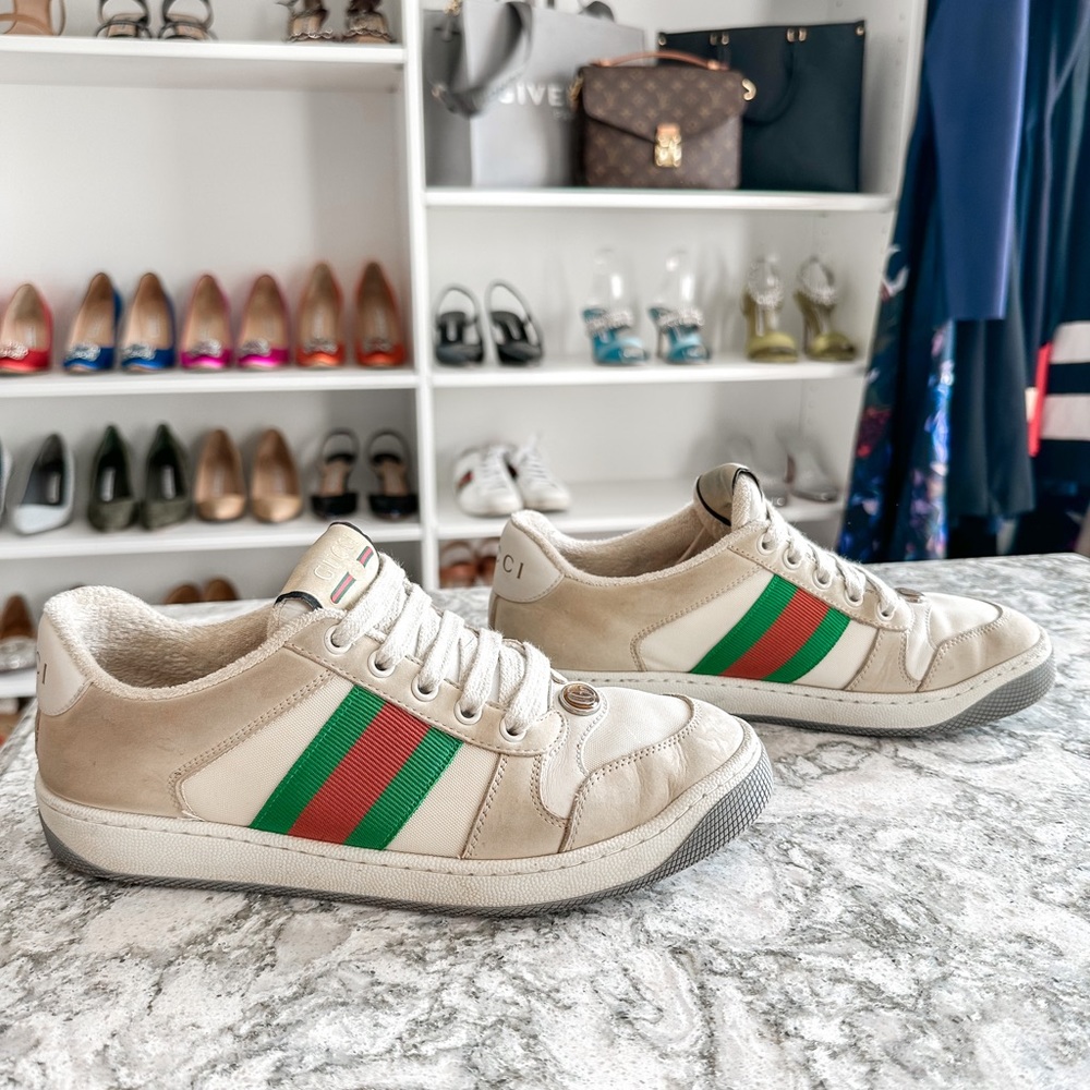 Gucci Screener Cream Low Top Sneakers